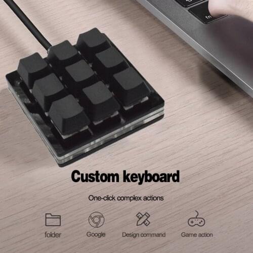 Mini Keyboard 9 Keys Macro Keyboard Programmable Keyboard RGB Mechanical Games Keyboard DIY Copy Paste Custom Shortcut Keys