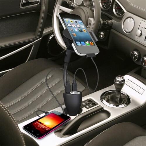 2021 Latest 3 In 1 Car Phone Holder USB Charger With Cigarette Lighter For Iphone 12 Pro Max IOS & Android Xiaomi 11 Ultra