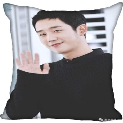 New Custom Jung Hae In Pillowcases Printed Square Silk Pillowcase Home Decorative zipper Satin Pillowcases (One Side)