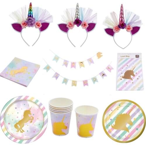 New Unicorn Party Decorations Unicornio Plates Cups Tablecloth Baby Shower Birthday Party Decorations Kids Event Party Supplies