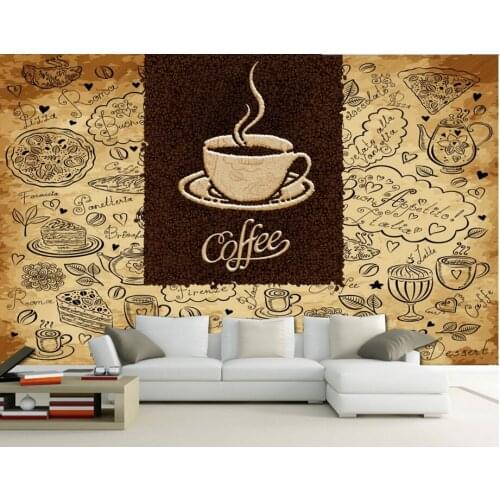 Custom food shop wallpaper,Retro Coffee.3D retro murals for the cafe restaurant hotel background wall PVC wallpaper
