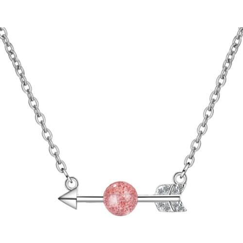 Simple and beautiful creative personality temperament wild pink crystal bow short silver plated necklaces SE035