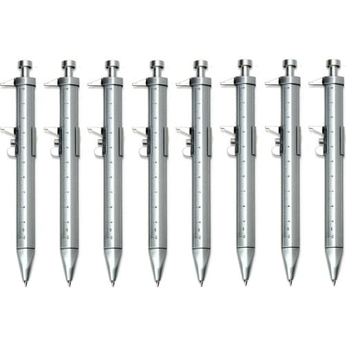 8Pcs Multifunction 1.0mm Ballpoint Pen Vernier Caliper Roller Ball Pen Blue Black Ink Writing Tools Ball-Point Pens Gel Pen