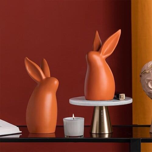 Nordic Creative Cute Rabbit Resin Decoration Living Room TV Cabinet Wine Cabinet Study Bedroom Home Decoration Gift