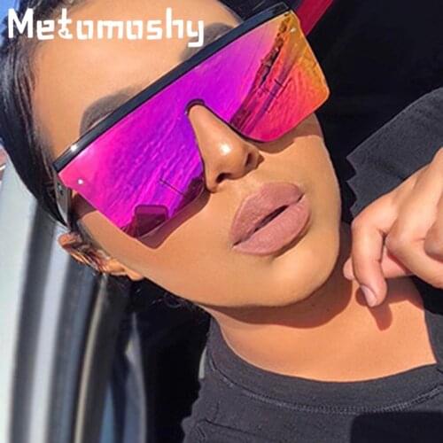 2020 Oversized Sunglasses Women Big Frame Square Flat Top Rivet Gradient Lens Sun Glasses Female Men Vintage Mirror Shades UV400