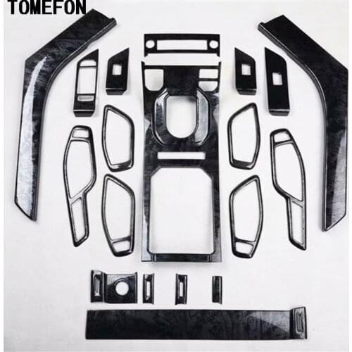 TOMEFON For Range Rover Evoque 2015 to 2018 ABS Black Wood Paint Interior Door Handle Window Switch Gear Panel Air Vent Trim