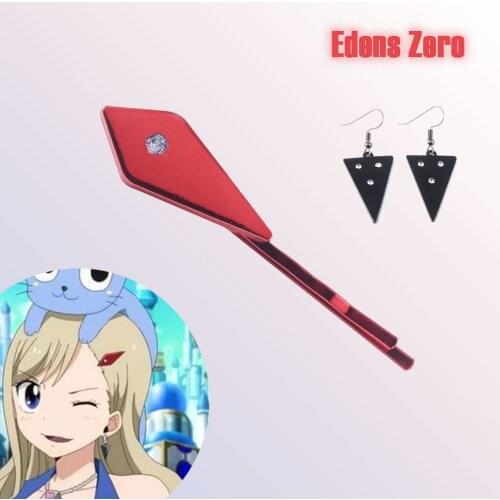 Cartoon EDENS ZERO Rebecca Hair Clip Pin For Women Red Geometric Crystal Hairpin Headwear Hair Styling Accessories