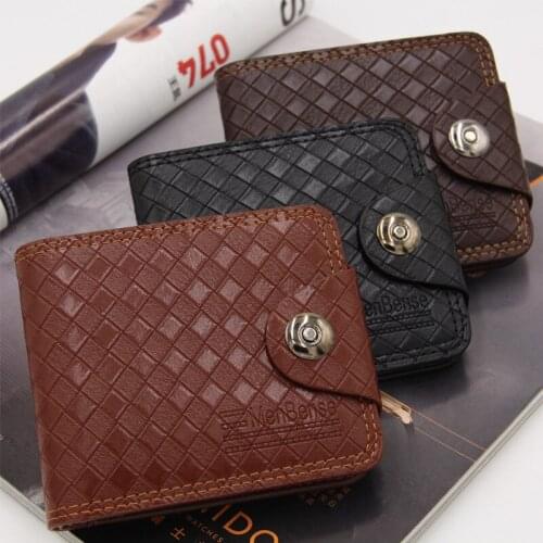 Women Short Wallets Hasp Plaid Check Male Purse Casual PU Leather Mini Walets Money Bag Card Holder Handbag Coin Pockets