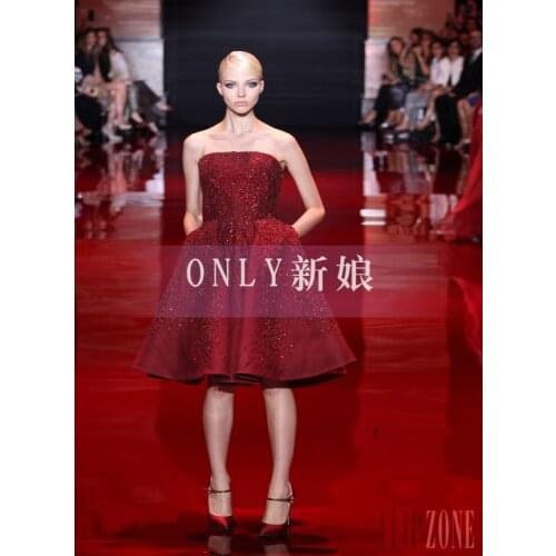 New design vestidos Formal short red luxury crystal slit style Elegant party gown Celebrity mother of the bride Dresses