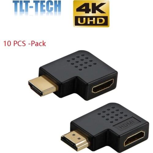 10-Pack 4K 3D HDMI Male to Female Adapter 90 and 270 Degree Upward Angle HDMI to HDMI Converter For Roku,PS3,PS4,HDTV,Laptop