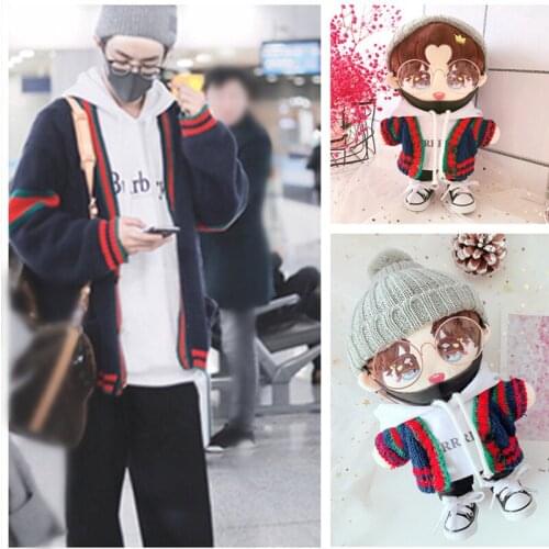 20cm Replaceable clothes Doll hat Sweater White sweater Black pants Sean Xiao Xiao Zhan Doll Clothes Childrens Christmas gifts
