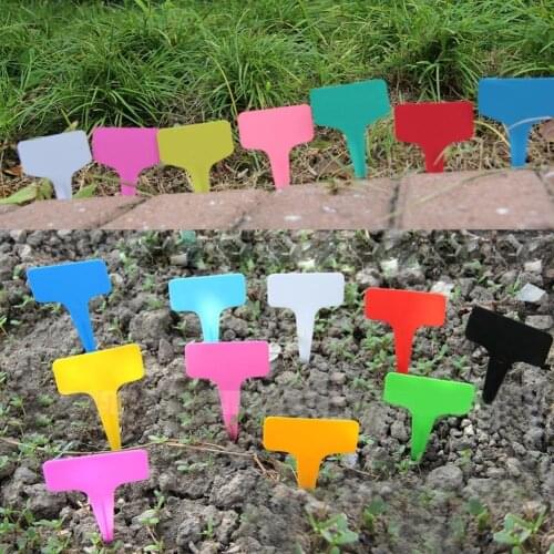 50Pcs Plastic Plant T Shape Tags Markers Nursery Garden Flower Pot Planter Vegetable Label Tags Seedling Tray Garden Decoration