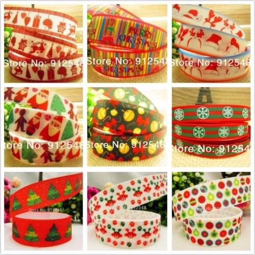 YJHSMY 9style Christmas 7/8'' (22mm) 5yard/lot Thermal transfer Printed grosgrain ribbon,Christmas frame ,91421