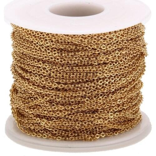 10 Meters, 2mm Gold/Silver/Rose Gold Color Flat Cable Chain Welded Soldered Oval Link Chain DIY Jewelry MMaking Copper Materials