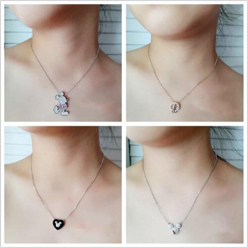 Disney High Quality Clavicle Chain Jewelry Gold Silver Color Mickey Mouse Choker Necklaces for Women Daily Collares