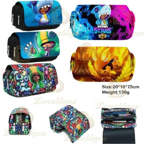 Kids Shoot Stars Print Pencil Case Game Canvas Stretch Double Layer Large Capacity Pencil Box Cute Kids School Stationery