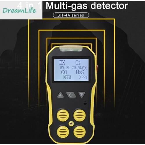 4 in 1 Gas Detector Suit For H2S O2 CO LEL Oxygen Carbon Monoxide Combustible Alarm Screen Air Quality Detector Gas Analysis