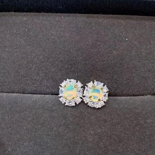 Elegant Birthday Gift Super Quality 100% Natural and real Opal Earring 925 sterling silver Fine jewelry