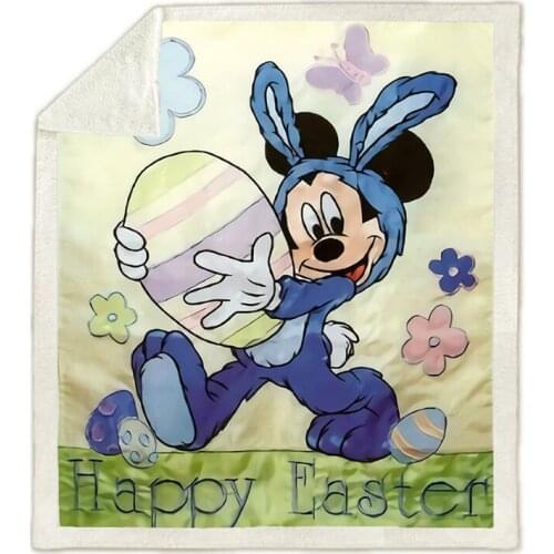 Fleece Blanket Mickey Easter Blanket Colorful Eggs Nap Blanket Soft Comfortable Plush Easter Blankets Warm Sofa Bed Sheets
