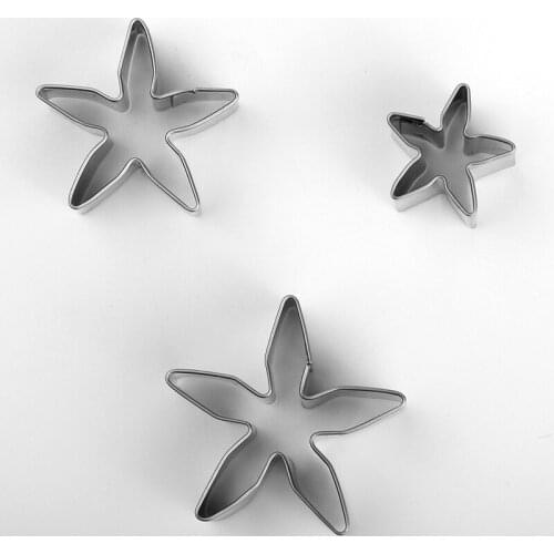Free Shipping 3pcs Stainless Steel Poinsettia Leaves Shape Cookie Cutters Set Cake Decoration Fondant Molds HB0958D