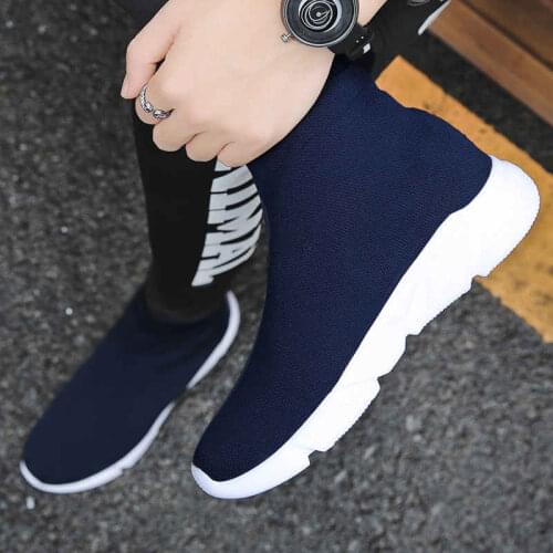 Slip on Sneakers for Men High Top Platform Sports Shoes Large Sizes Mens Running Shoes Breathable Mesh Man Sport Shoe Summer V6