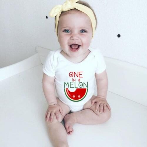 Lovely One in a Melon Printed New Baby Clothes Newborn Boys Girls Summer Bodysuit Cotton Infantil Bodysuits Jumpsuit 0-18M