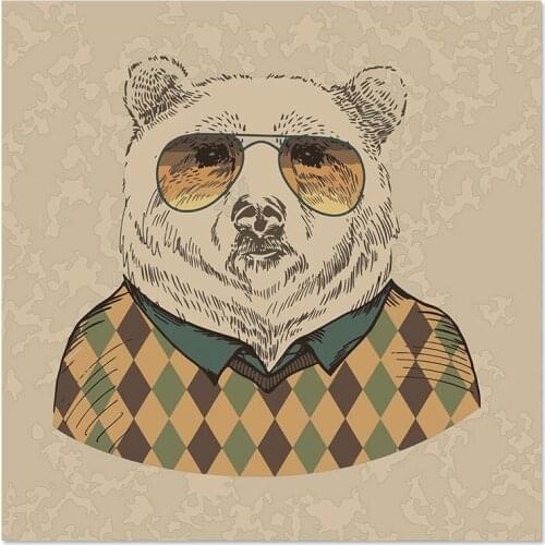 Fashion Animals Seriesmr Bear Paint By Number Kit Vintage Portrait Bear Painting Bear Poster Bear Portrait Animal Portrait Wall