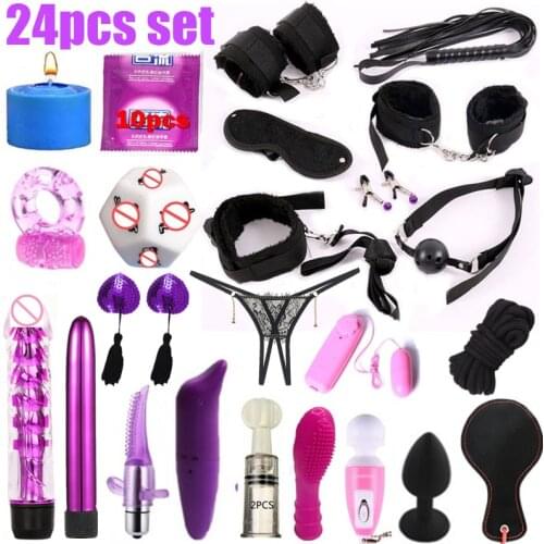 Sex Toys for Women Men Handcuffs Nipple Clamps Whip Spanking Sex Silicone Metal Anal Plug Butt Bdsm Vibrator dildo Bondage