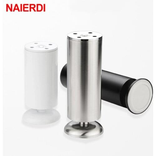 NAIERDI Silver Stainless Steel 6CM-30CM Furniture Foot Adjustable Cabinet Legs Table Sofa Furniture Leg Table Feets Cabinet Legs