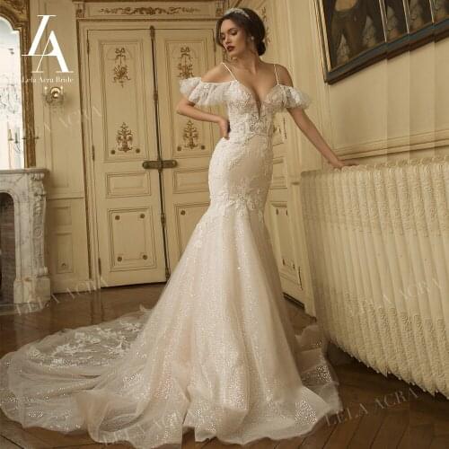 Charming Appliques Wedding Dress Sweetheart Backless Lace Mermaid Princess Bridal Gown LelaAcra RY29 Customized Vestido de Noiva