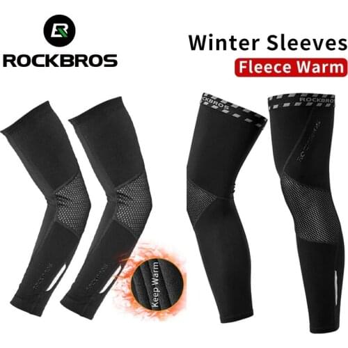 ROCKBROS Winter Arm Sleeves Breathable Sports Elbow Pads Fitness Fleece Warm Arm Warmers Cycling Running Basketball Leggings