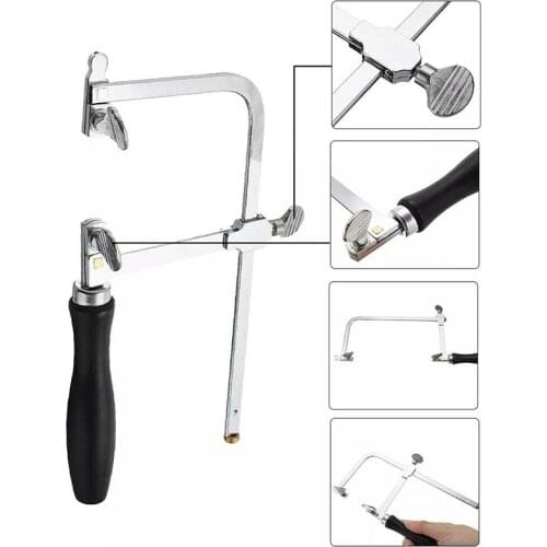 Manual Saw Frame Adjustable U-type Wood Jewellery Cutting Tool + 12 Blades Used For Woodworking DIY Craft