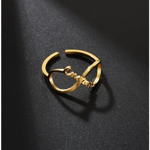 Customized Double Name Rings Name Gothic Double Plated Name Rings Old English Piercing Carving Hip Hop Letter Rings