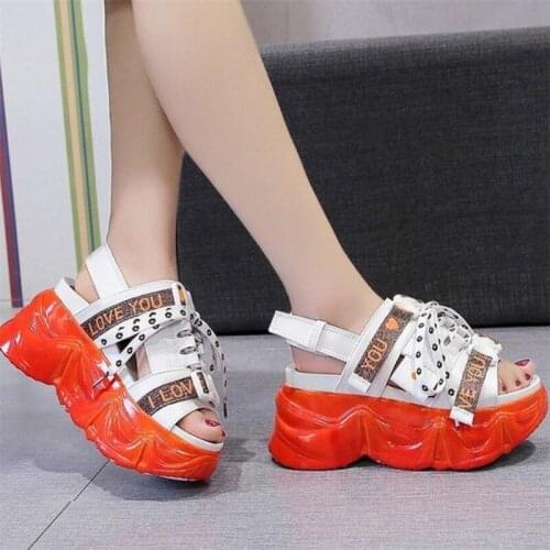 Womens Sandals 2021 Fashion Muffin Bottom Platform Summer Thick Soled Peep Toe Beach Footwear Casual Chunky Wedges Female Shoes