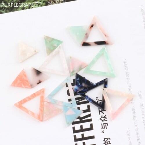 PURPLEGRAPE DIY earrings pendant jewelry accessories Korea fashion acetic acid triangle geometry hollow piece pendant 6 pieces