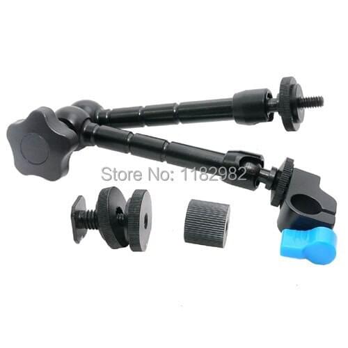 2PCS/1set 11" Inch Articulating Magic Arm + 1/4" Thread 15mm Rod Clamp Holde for camera LCD Monitor LED light Free shipping