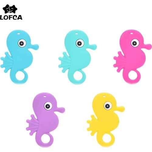 LOFCA Silicone Seahorse Baby Teether Teething Necklace Pendant BPA Free Food Grade Silicone Baby Teething Toys Gift Accessories