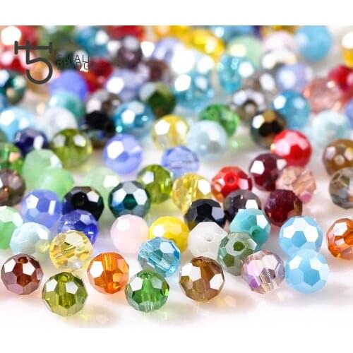 3 4 6 8mm Czech Round Spacer Glass Beads For Jewelry Making Diy Accessories Colorful Faceted Crystal Beads Wholesale Z174