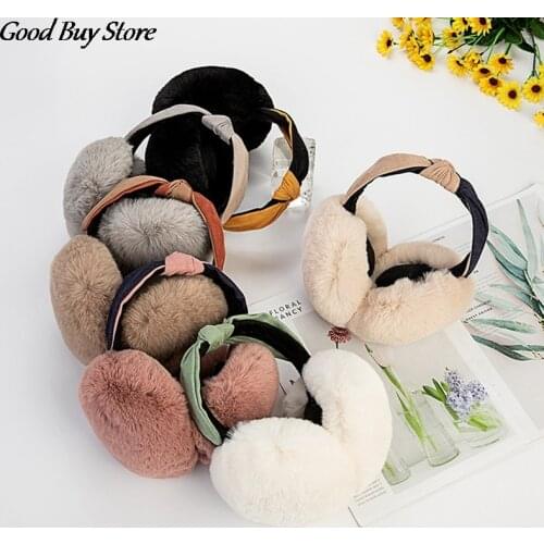 Outdoor Winter Warm Plush Ear Earmuffs Korean Kawaii Girls Soft Plush Fur Ear Muffs Cover Skiing Thicken Earmuff Earlap Headband