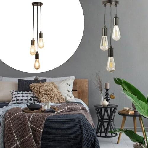 Ceiling Vintage Hanging Pendant Lamp Holder Industrial 3 Lighting Light Kit Bulb Holder Antique Retro E27 Fitting