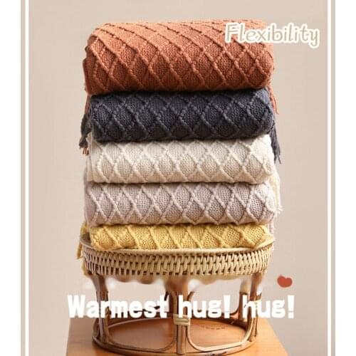 Nordic Knitted Blanket Soild Color Sofa Throw Blanket With Tassels Travel TV Nap Blankets Air Condition Blankets Bed Decorative