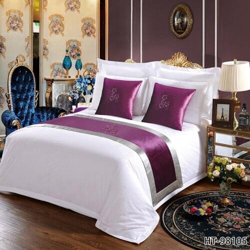 High-grade New Chinese Style Simplicity Flower Hotel Bed Runner Home Pure Color Rose Red Elegant Bed Flag Table Runner