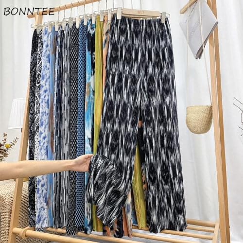 Casual Pants Women 30 Various Colors Wide Leg Streetwear Pleated Tie-dye High Elasticity Simple Korean Hip Hop Loose High-waist