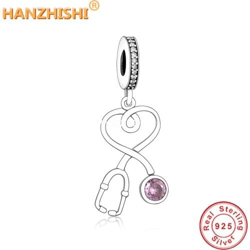 925 Sterling Silver Stethoscope Dangle Beads Charms Fit Original Pandora Charm Bracelet Neckalce For Jewelry Making Berloque