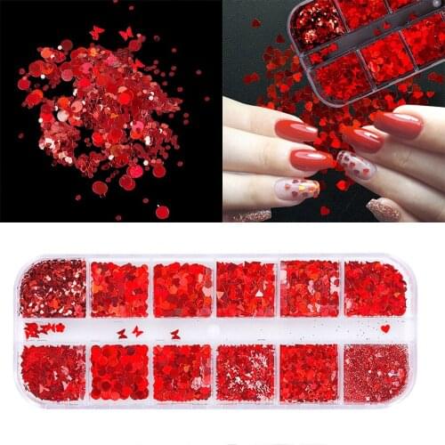 1 Box 3D Butterfly Sequins Nail Art Decorations Red Resin Mini Nail Glitter Foil DIY nails art accessories nails decoraciones
