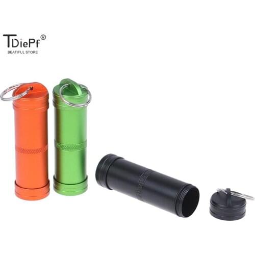 1PCS Outdoor Emergency Survival Waterproof Pill BoxCache Cache Drug Holder Container Keychain Medicine Box Travel Camp Tools