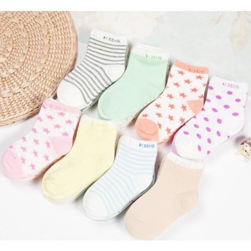 2018 New 5Pair/Lot Cotton Baby Socks Striped Dot Design New Born Winter Short Floor Socks For Kids Girls and Boys Hot Sale