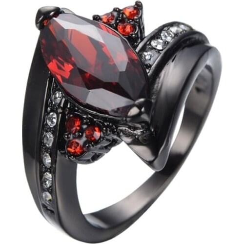 2019 Classic Zircon Black Gold Rings for Women Fashion Jewelry Wedding Engagement Statement CZ Crystal Ring Ladies Accessories