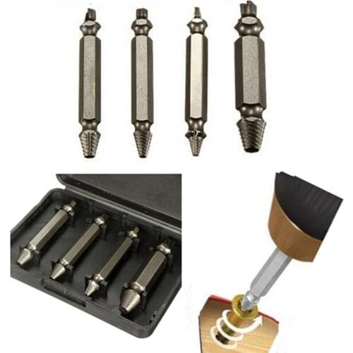 4pcs/lot Speed Out Screw Extractor Drill with Box Bits Tool Broken Damaged Remover