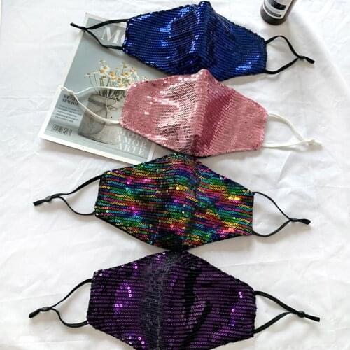 7 Colour Sequins Face Mask For Women Shiny Ice Silk Breathable Dust Face Decoration Accessories Cover Face Mask Face Jewelry